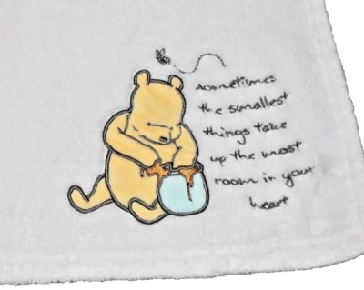 H3 Disney WINNIE THE POOH Classic Pooh Cream Embroidered Plush Crib Baby blanket - Image 1 of 3