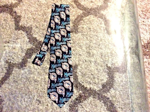 Florida Marlins Old Logo Black 100% Silk Tie 1996 Cover