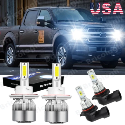 Для 2004-2014 Ford F-150 6000K светодиодные фары Hi/Lo + противотуманные лампы COB 4 x WA - Изображение 1 из 4