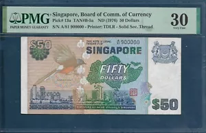 Singapore 50 Dollars Fancy S/N : 900000, 1976, P 13a, PMG 30 VF - Picture 1 of 2