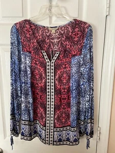 Womans Lucky Brand Multicolor Rayon Blouse - Size L - Bild 1 von 2