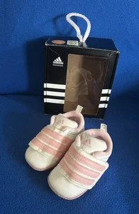 Adidas Baby Girl Pink White Liladi Leather OrthoLite Crib Shoes Sneakers Size 2 - Picture 1 of 8