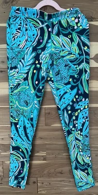 Lilly Pulitzer Luxletic 迷你周末紧身裤低潮海军蓝女孩 XL 码全新 — 第 1/4 张图片