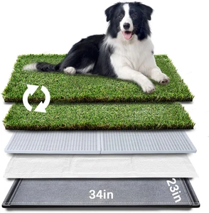 Hq4Us Dog Grass Pad with Tray Large 34‚Äù√Ó23‚Äù Dog Litter Box Toilet with 2√Óa - Picture 1 of 12