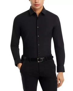 Hugo Boss Herren Hank Kent Slim Fit Performance Hemd Schwarz Größe L 16,5 - Bild 1 von 5