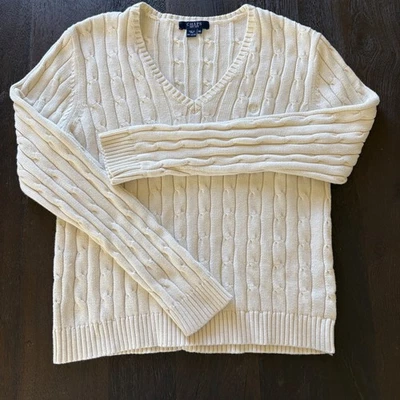 Suéter Ralph Lauren Chaps Silencioso Lujo Riqueza Tejido con Cable Algodón Preppy Foto 1 de 2