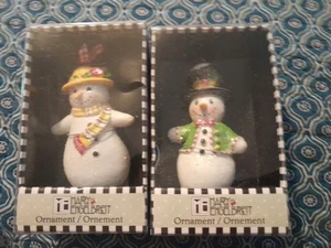 2 Mary Engelbreit Snowman Christmas Ornaments New In Boxes - Picture 1 of 4