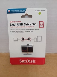 Unidad flash SanDisk 32 GB doble USB 3.0 para teléfonos inteligentes y tabletas OTG nueva - Imagen 1 de 7
