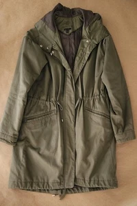 Massimo Dutti Olive Green Parka Quilted Coat Size S - Picture 1 of 6