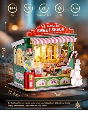 Rolife Casa delle Bambole in Miniatura Stand di Caramelle di Natale Casa... - Immagine 1 di 4