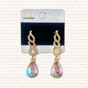 Boutique Statement Strass Kristall Ohrhänger Modeschmuck Gold NEU OBO - Bild 1 von 5