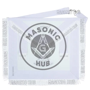 New Freemason Past Master Fringe Apron All White with Sun Emblem Embroidery - Picture 1 of 7