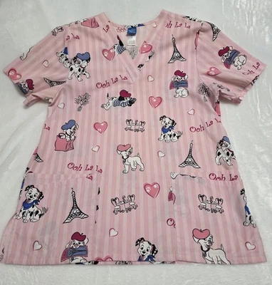 Blusa Médica Estampada Para Mujer Disney 101 Dalmatians Ooh La La De Colección Talla M Foto 1 de 4