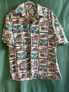 Kahala 1936 Hawaiian Shirt Mens Large Multicolored Whale Button Up - Picture 1 of 7