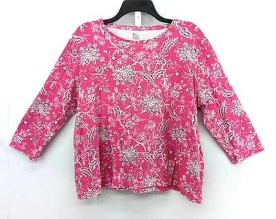 Camisa feminina Kim Rogers perfeitamente macia PXXL rosa floral manga 3/4 casual top - Imagem 1 de 4