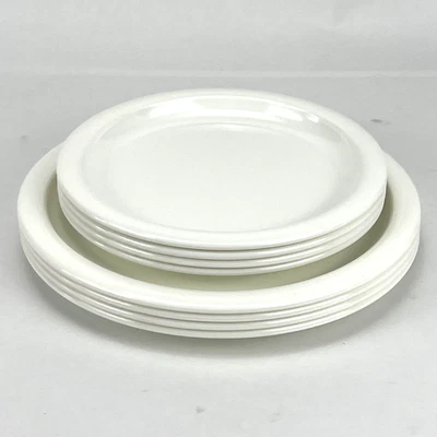 70s EMSA Teller Melamin x8 plates 19,5cm & 24,5cm White Vintage Plates Space Age - Image 1 of 4