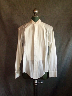 Camisa de esmoquin formal vintage para hombre - babero de piqué y cuello con punta de ala - Palm Beach Foto 1 de 4