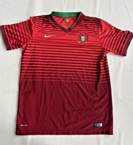 Nike Dri Fit Portugal FC Jersey 2014 2015 Youth XL Red Striped Soccer Futbol - Picture 1 of 7