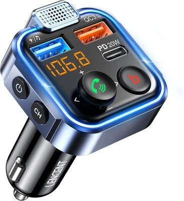 LENCENT 38W FM Transmitter Auto Bluetooth V5.3, Radio Deep Bass Musik Schnelles - Bild 1 von 4