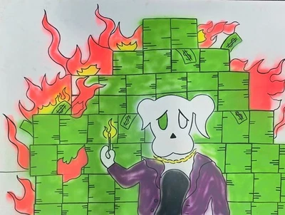 Lienzo de arte pop callejero graffiti inspirado en Undertale Burning Money como Banksy Kaws Foto 1 de 4