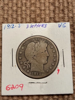 1912 S Barber Half Dollar - Image 1 of 2