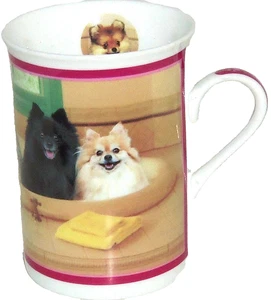 Taza de café Pomerania hora del baño perro cachorro porcelana Danbury como nueva de colección - Imagen 1 de 4