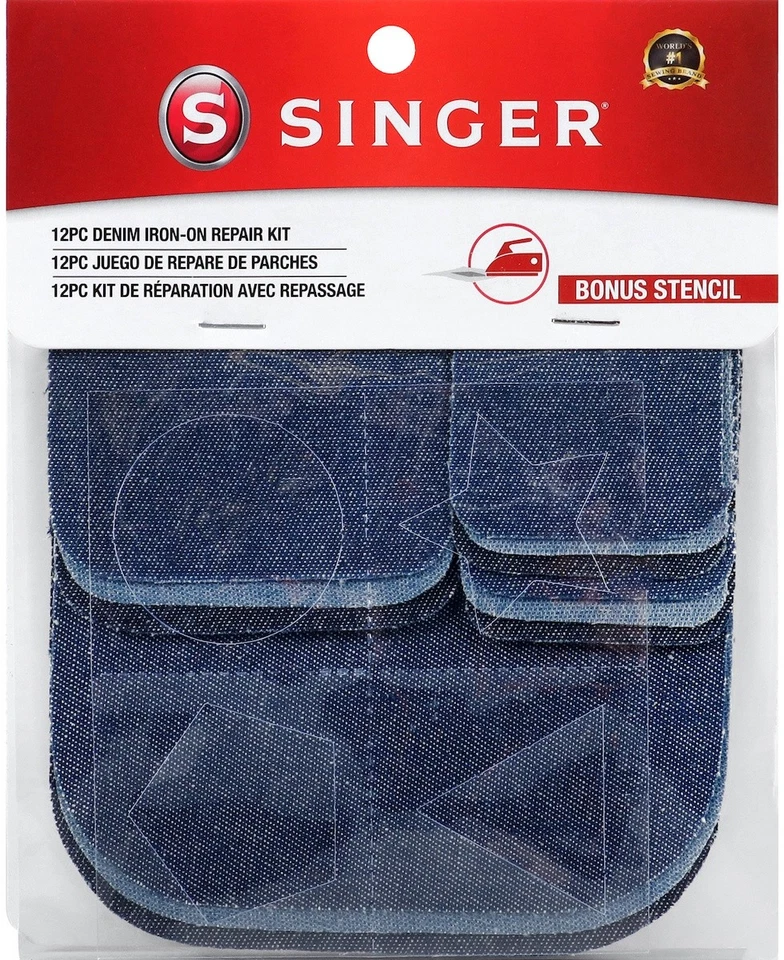 Singer Notions 00079 Iron-On Patch Repair Kit 12/Pkg-Assorted Denim - Image 1 of 1