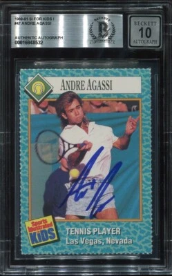 ANDRE AGASSI signed autographed 1989 SI FOR KIDS ROOKIE CARD RC BECKETT 10 (BAS) - Image 1 of 2