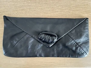 L.K. Bennett Black Leather Clutch Bag with curly handle - Picture 1 of 6