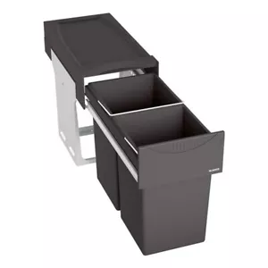 Blanco BOTTON II 15-L Black Plastic Pull Out Trash Can Double Under Counter NEW - Picture 1 of 5