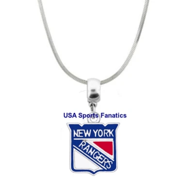 NHL - Colar pingente logotipo da equipe New York Rangers em uma corrente de cobra 925 - Imagem 1 de 3