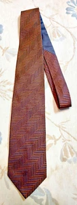 ERMENEGILDO ZEGNA Men's Tie Geometric Dark Blue and Golden-Brown. Preowned. - Picture 1 of 9