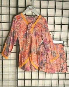 Rich NEW NWT Orange floral 2-Piece BOHO Skirt/Tunic Spinach Mafia Outfit Sz 6Y - Picture 1 of 7
