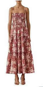 Shona Joy Dress Cali Shirred Tiered Midi, Pink, Size AU14/US10 - Picture 1 of 9