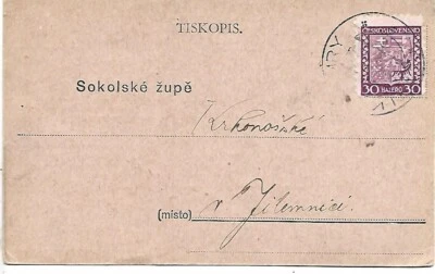 1930  CZECHOSLOVAKIA 30H ISOLATED ON FORM BALLOT PAPER - Imagem 1 de 2