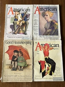 Set of 4, three American Magazines 1929, 1930, 1 Good Housekeeping 1926 Illustr - Imagen 1 de 14