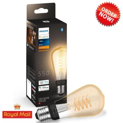 Philips Hue White Filament Regular ST64 LED Smart Light Bulb 1 Pack - Image 1 of 4