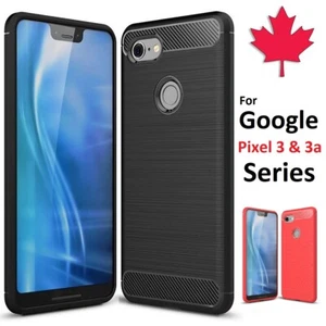 For Google Pixel 3 / XL & 3a / XL Case - Carbon Fiber Shockproof TPU Cover - Picture 1 of 11
