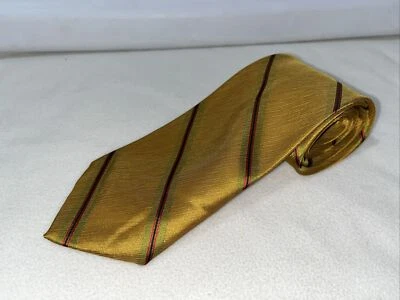 Gravata Wemlon Poli vintage década de 1970 Wembley dourada verde vermelha azul listrada larga lavável - Imagem 1 de 4