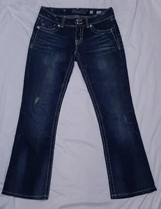 Miss Me JP5046-4 Size 28 Boot Cut Dark Blue Jeans Rhinestone Embellished Pockets - Picture 1 of 12