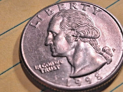 1998 US Quarter error. doubling on letters - Image 1 of 3