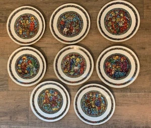 Vintage Weihnachtsteller 8 Stück Noel Vitrail von D'arceau Limoges 1975-1982 Vintage - Bild 1 von 9