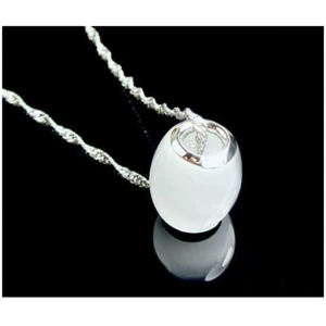 Damen Halskette 14k Weißgold vergoldet erstellt Glück Mondstein Anhänger Halskette - Bild 1 von 5