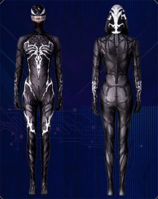 Venom Women Cosplay Costume Jumpsuit With Mask Adult Bodysuit Outfits Halloween - Image 1 of 4