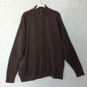 Vintage Koman Full Zip Cardigan Pullover Herren 2XL braun Stehkragen Y2K 90er Taschen - Bild 1 von 8