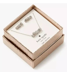 Kate Spade Ribbon Boxed Set Earrings and Necklace - Picture 1 of 4