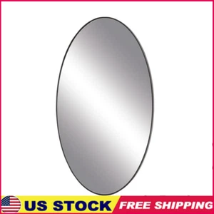 Oval Wall Mirror Minimalist Frame Decorative Glass Home Accent Indoor Use Black - Picture 1 of 11