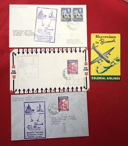 01.08.1947 Bermuda First Flight 3 covers 1 label Colonial Airways - Picture 1 of 2