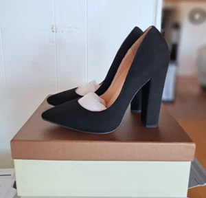 ONLYMAKER quality Black Pointed toe Pumps Chunky Heels Basic Women High Heels - Picture 1 of 5