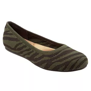 Softwalk Sonora S2013-327 Womens Green Wide Leather Ballet Flats Shoes - Picture 1 of 8